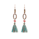 Bohemian Ethnic Tassel Fringe Leaf Stones Earrings - Yamama