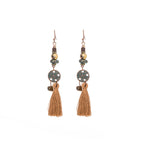 Bohemian Ethnic Tassel Fringe Leaf Stones Earrings - Yamama