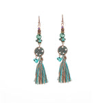 Bohemian Ethnic Tassel Fringe Leaf Stones Earrings - Yamama