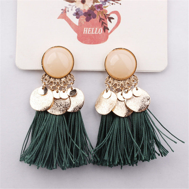 Bohemian Sequins Tassel Earrings - Yamama