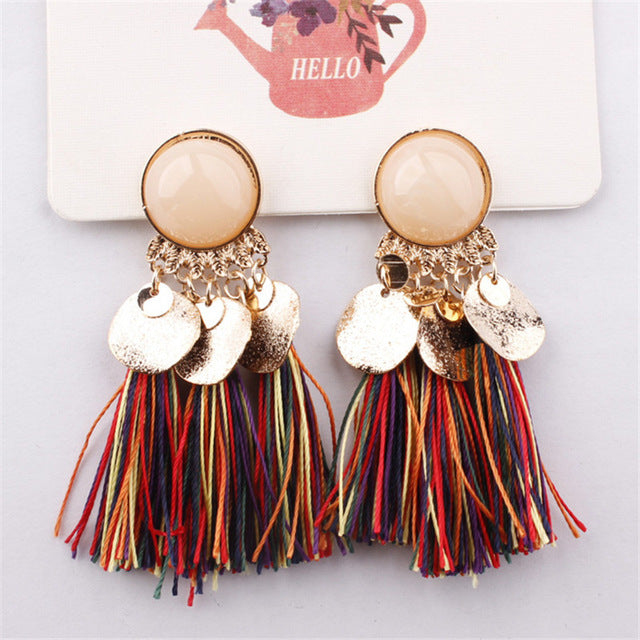 Bohemian Sequins Tassel Earrings - Yamama