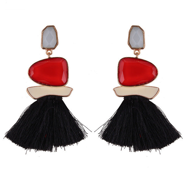 New Fringed Statement Tassel Earrings - Yamama