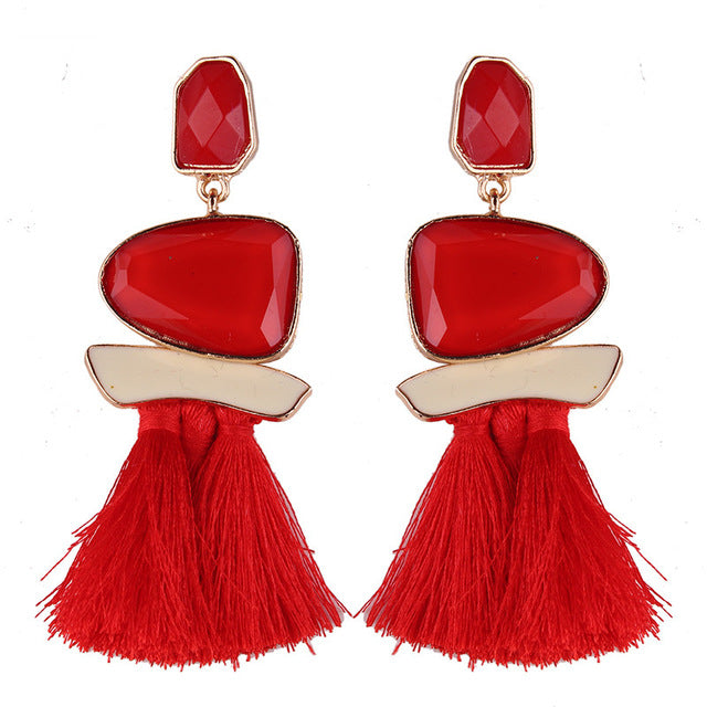 New Fringed Statement Tassel Earrings - Yamama