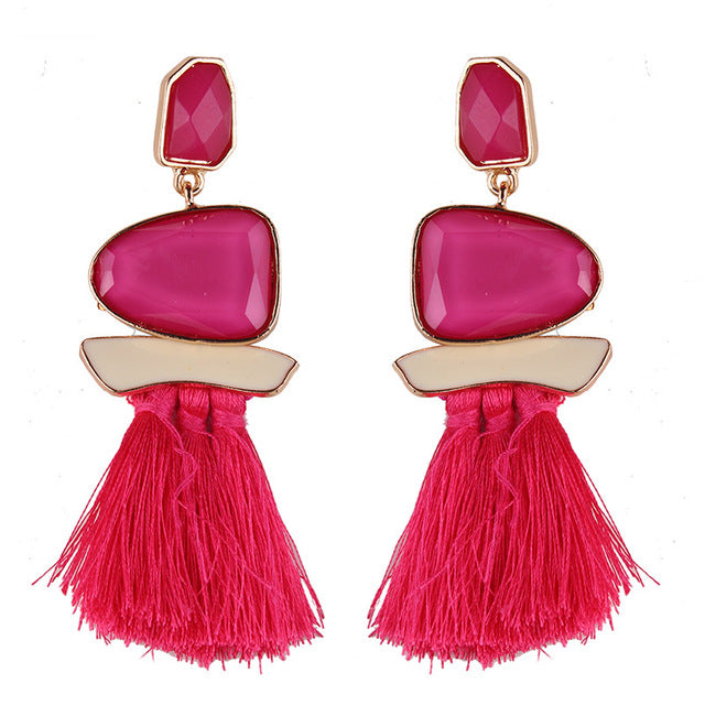 New Fringed Statement Tassel Earrings - Yamama